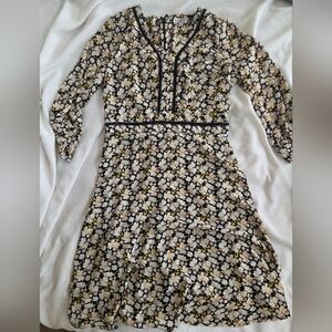 De Collection Floral Sheer Lined Dress Boho Chic Casual Profressional Size Med